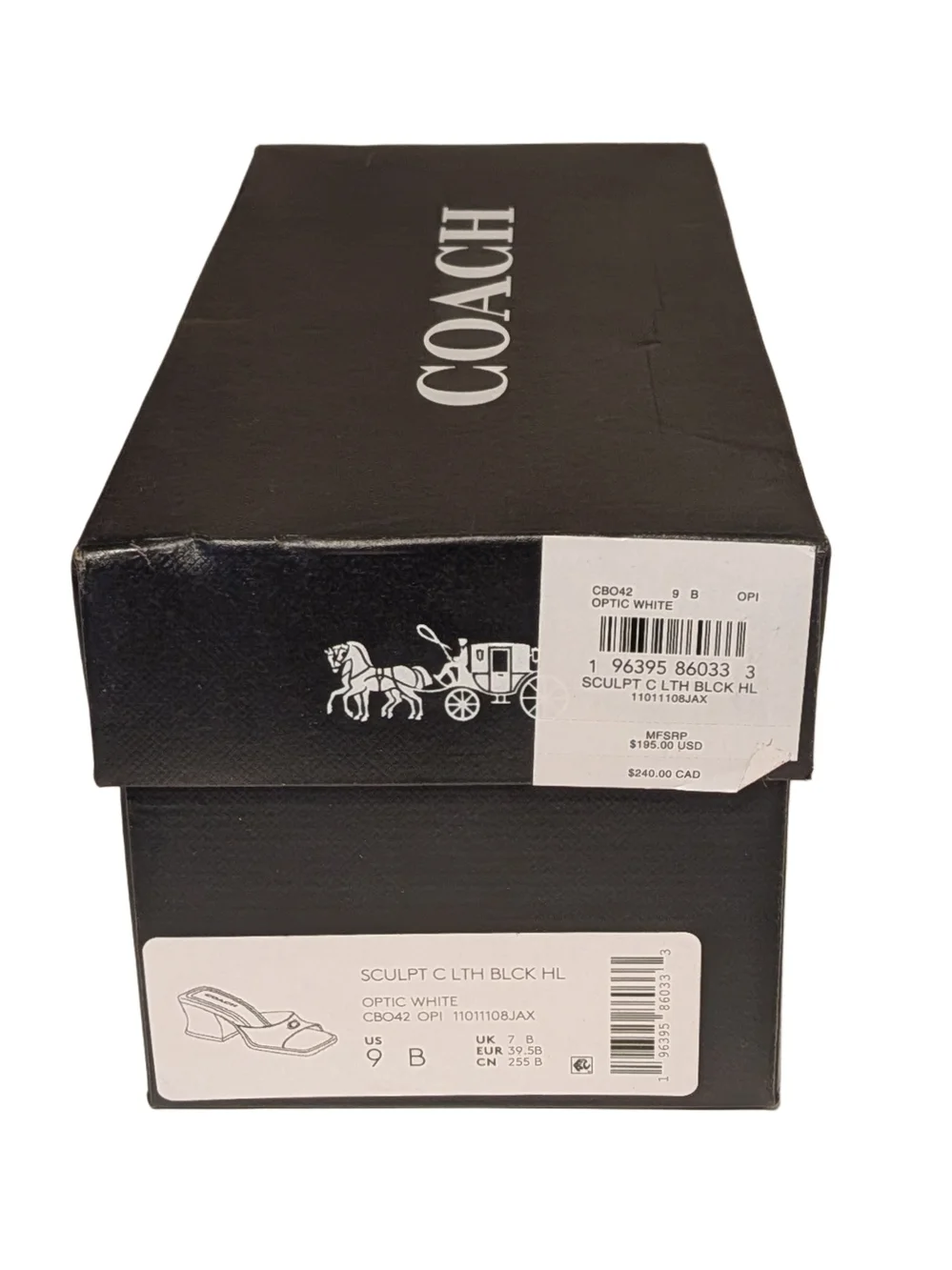 Coach Sculpted C Leather Block Heel Mule Sandals Optic White Women Size 9 B - Picture 9 of 9